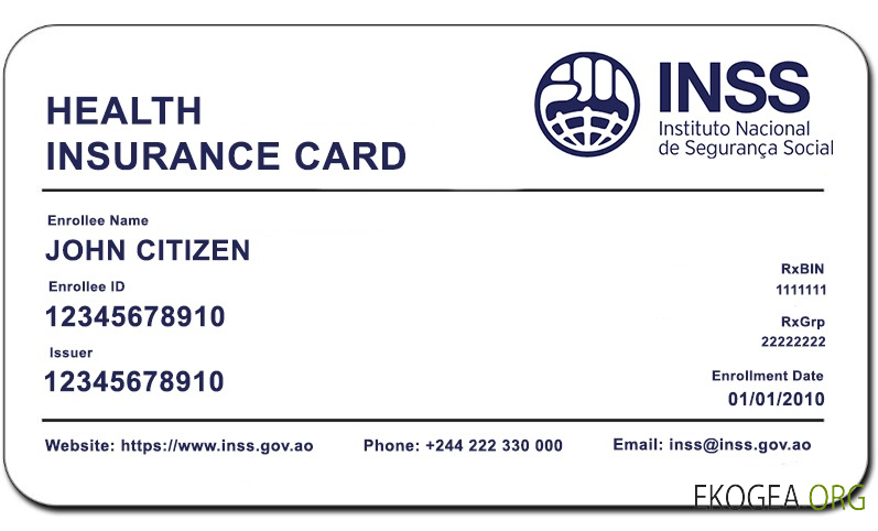 Carte d'assurance maladie INSS d'Angola